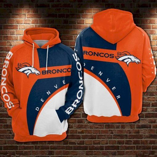 Denver Broncos Nfl Orange Blue 3D Hoodie Sweatshirt