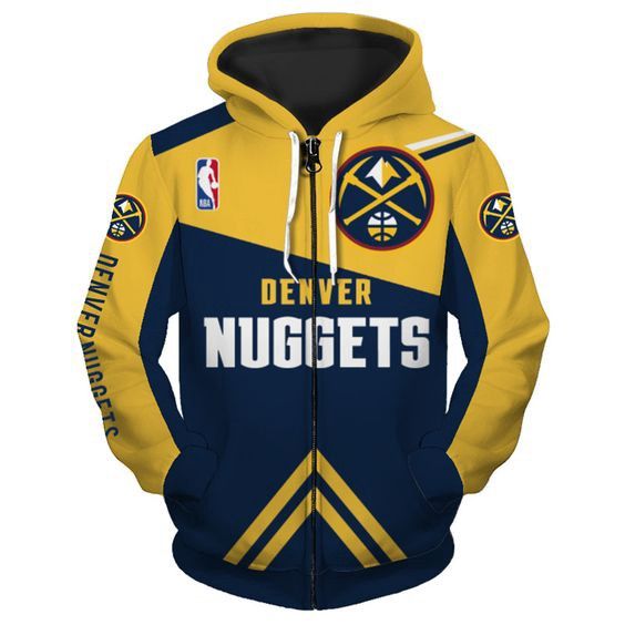 Denver Nuggets Pullover And Zip Pered Hoodies Custom 3D Graphic Printed 3D Hoodie All Over Print Hoodie For Men For Women