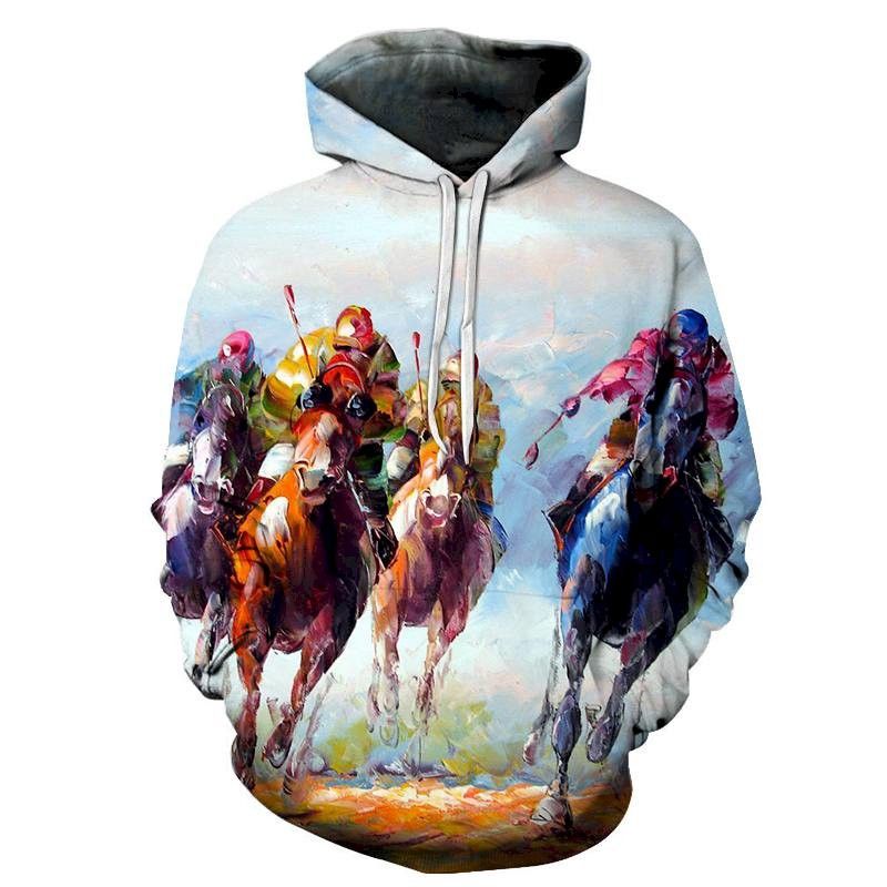 Derby Oil Painting 3D Sweatshirt Hoodie Pullover Custom