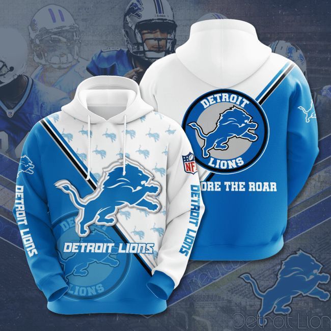Detroit Lions 3D Football Hoodie Long Sleeve Pullover Sweatshirt
