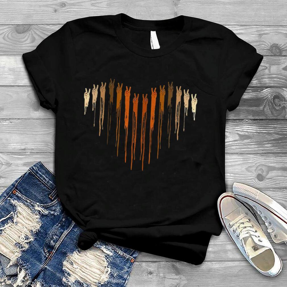 Different skin color heart hand shirt