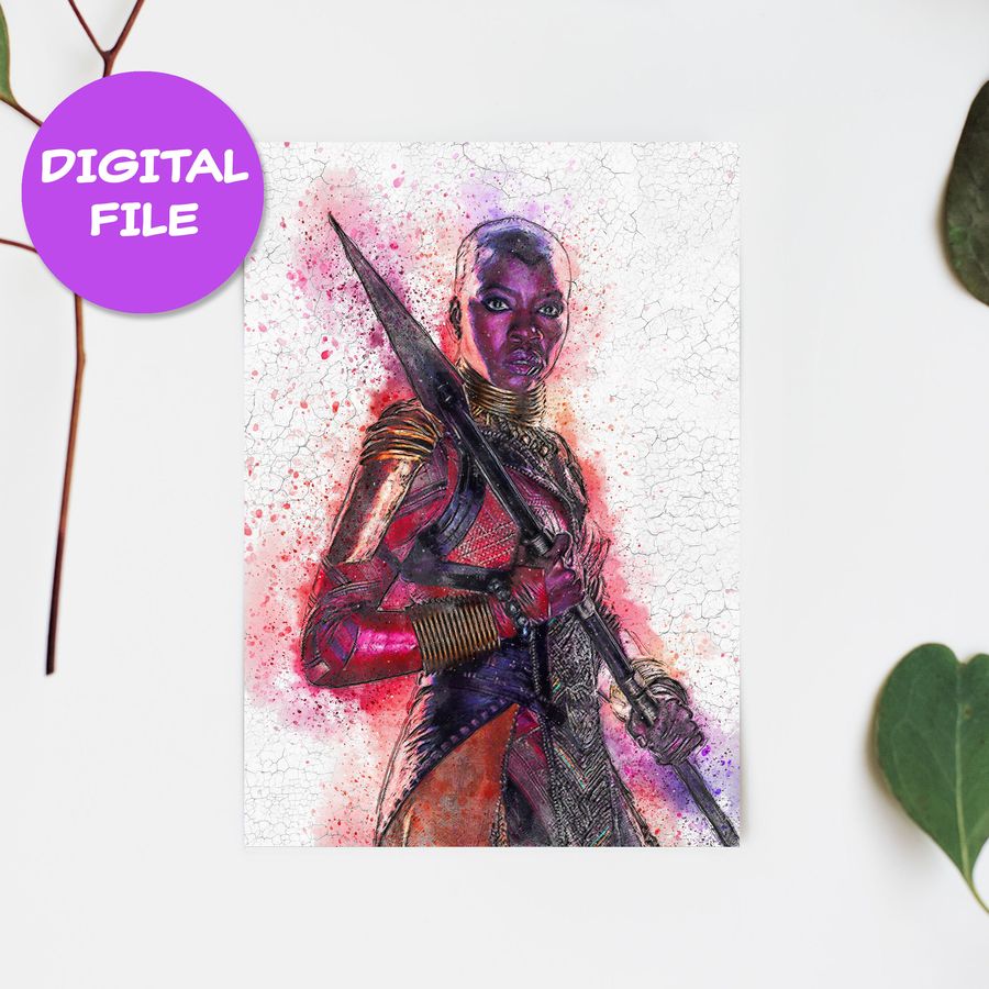 DIGITAL DOWNLOAD - Okoye Black Panther Art, Marvel Avengers Endgame Movie Poster, Wakanda Wall Art, Female Superhero, Wakanda Wall, Okoye