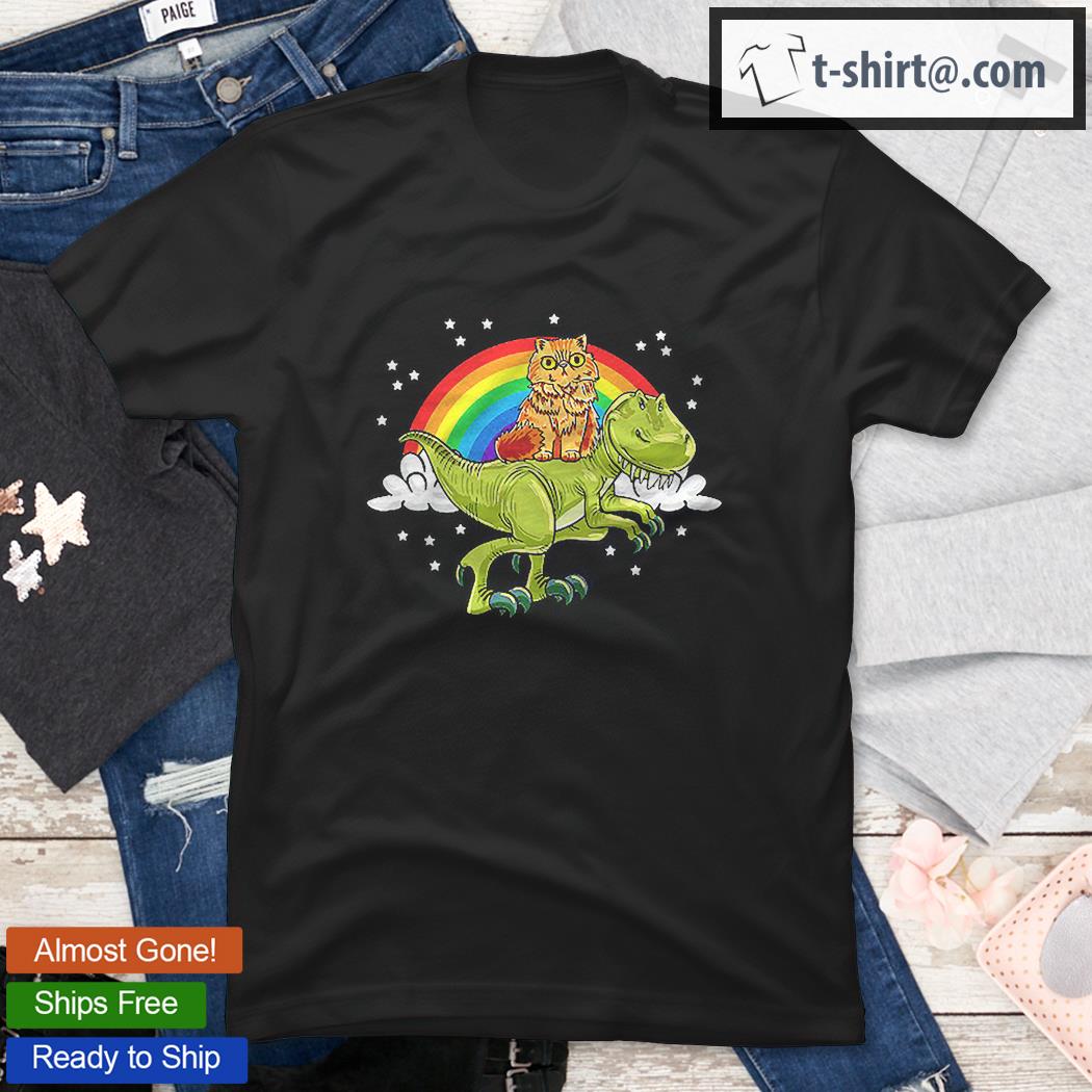 Dino Persian Cat Rainbow Cute Feline Cat Lover Gift Shirt