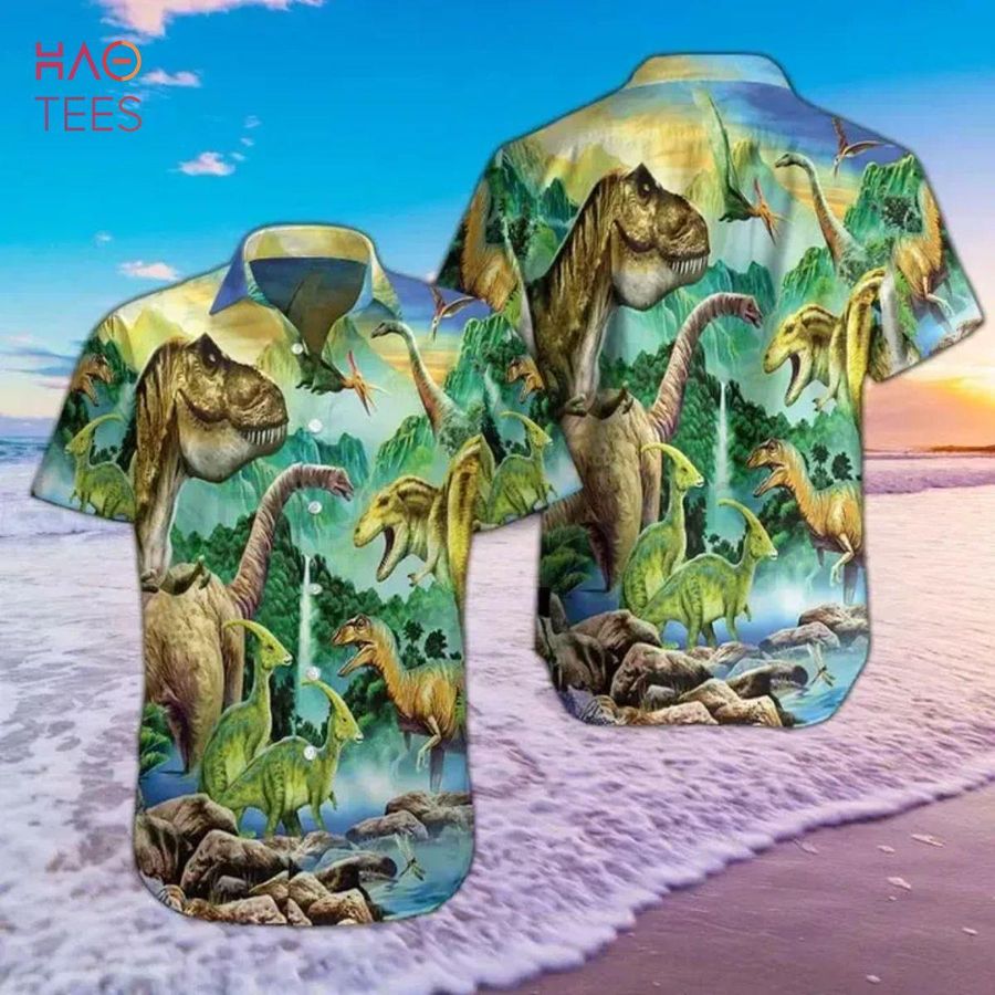 Cute T-rex Coconut Tree Men Hawaiian Shirt For Dinosaur Lovers In Daily ...