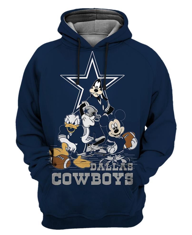 Disney Cartoon Character Dallas Cowboys Fashion 3D Hoodie For Men For Women All Over Printed Hoodie