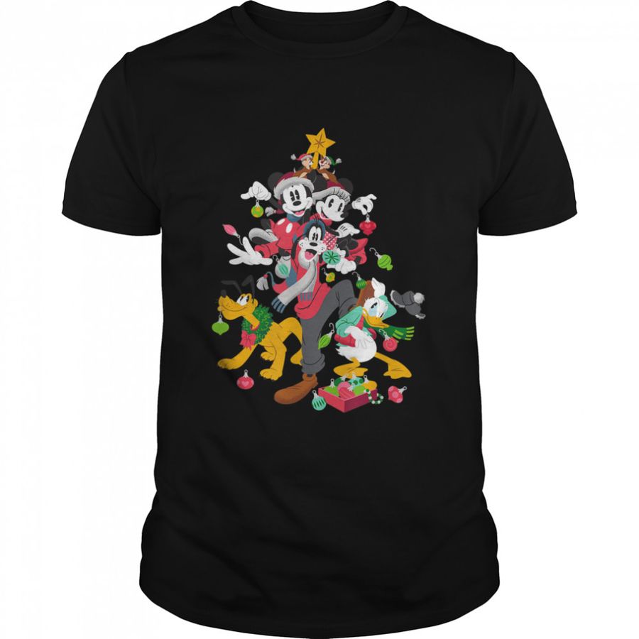 Disney Mickey Minnie Goofy Pluto Chip Dale Christmas Tree T-Shirt Copy
