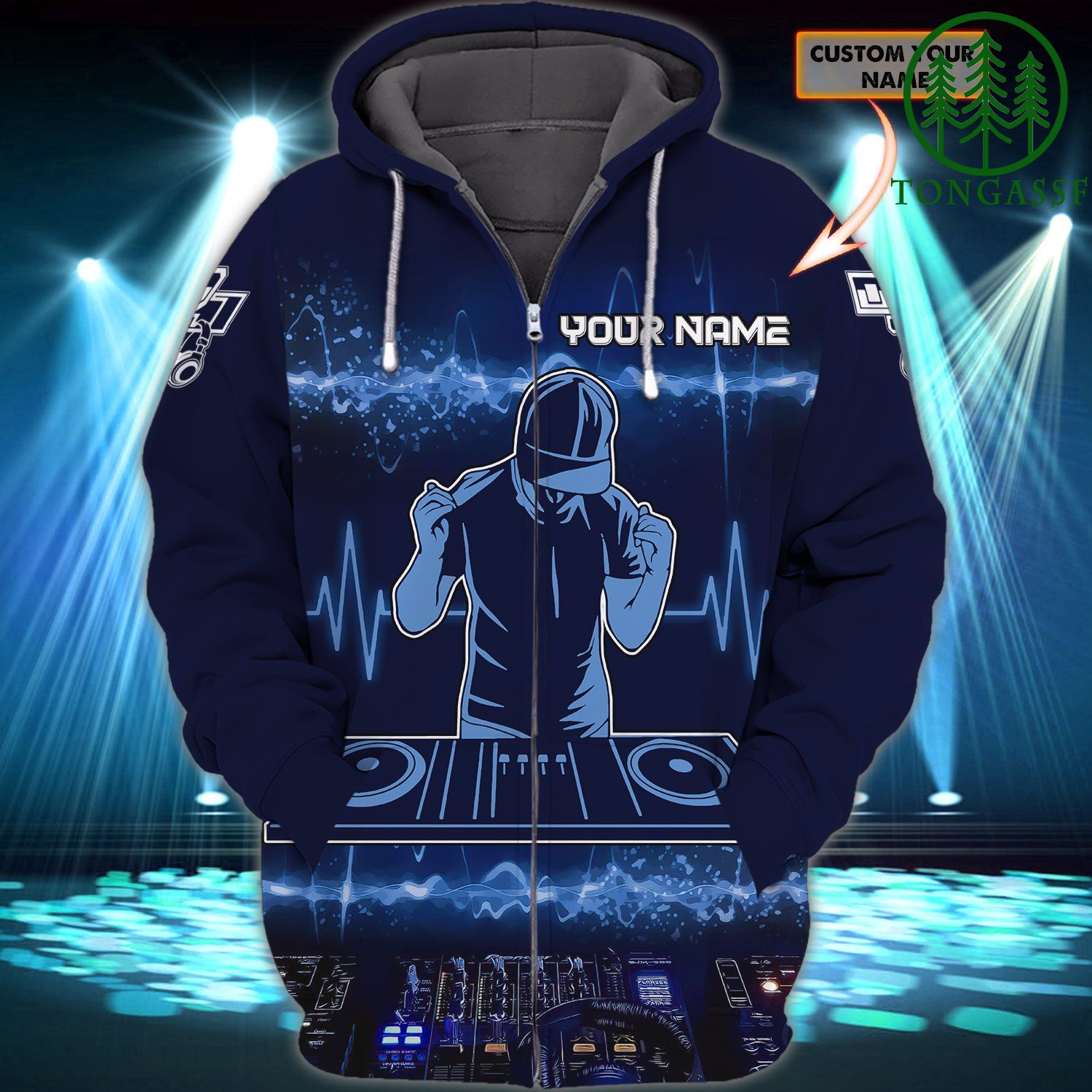 DJ Man Blue Custom 3D Zipper hoodie