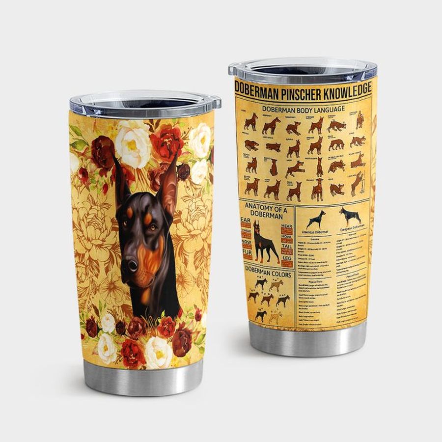 Doberman Dog Insulated Tumbler, Doberman Knowledge Tumbler Tumbler Cup 20oz , Tumbler Cup 30oz, Straight Tumbler 20oz