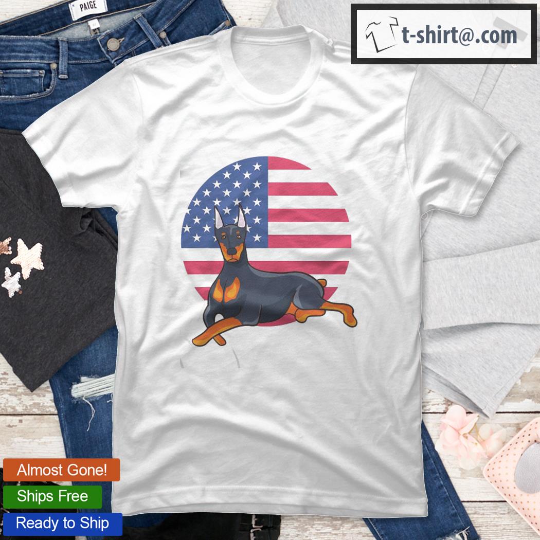 Dobermann Pinscher Usa American Flag Patriotic Police Dog Shirt