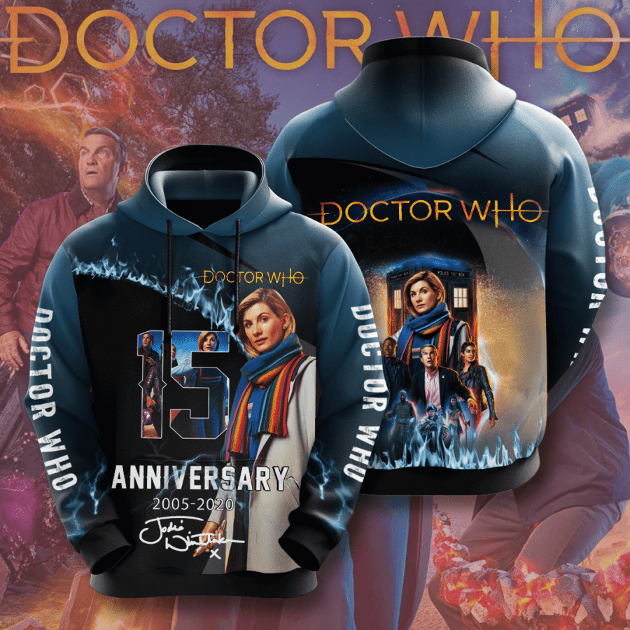 Doctor Who 15 Anniversary 2005 2020 Signature 3D Hoodie Sweatshirt
