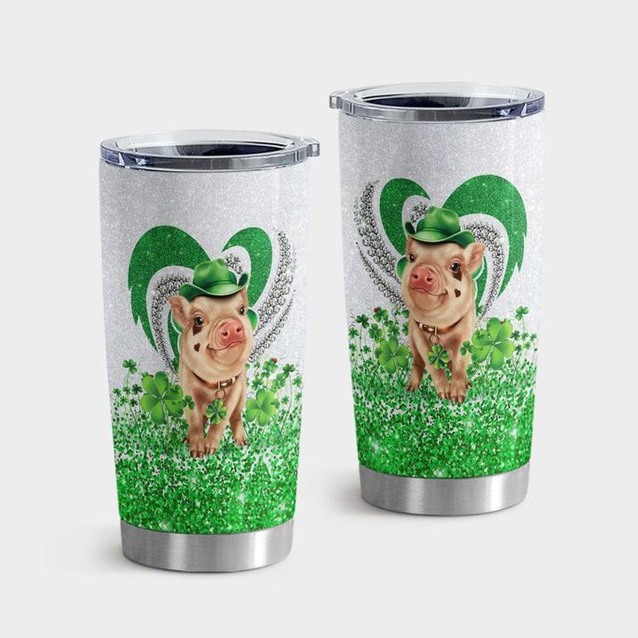 Domestic Pig Insulated Cups, St Patrick Cute Pig Tumbler Tumbler Cup 20oz , Tumbler Cup 30oz, Straight Tumbler 20oz