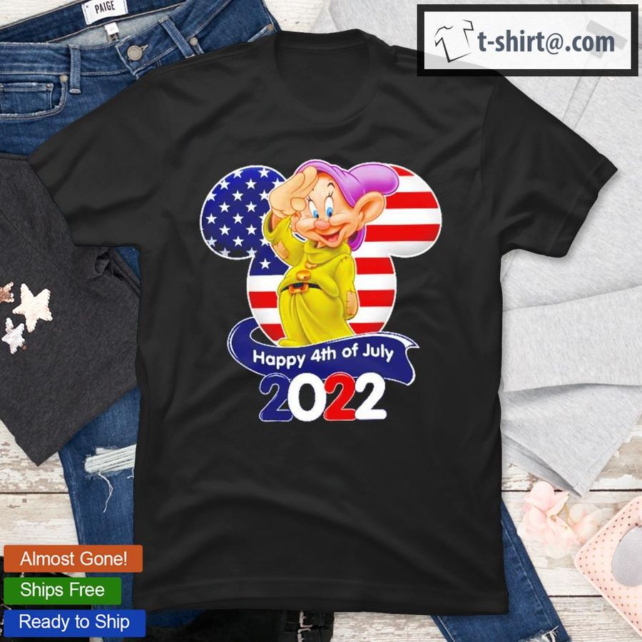 Dopey Dwarf Flag 4th Of July Colorful Disney Graphic Cartoon T-Shirt