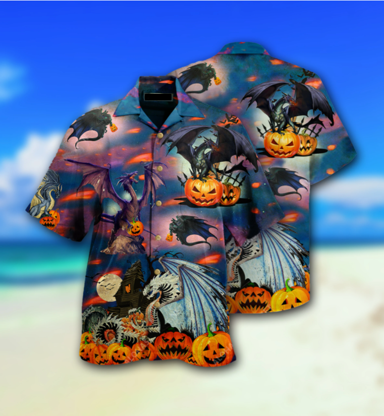 Dragon And 3d All Over Print Summer Button Design For Halloween Hawaii Shirt