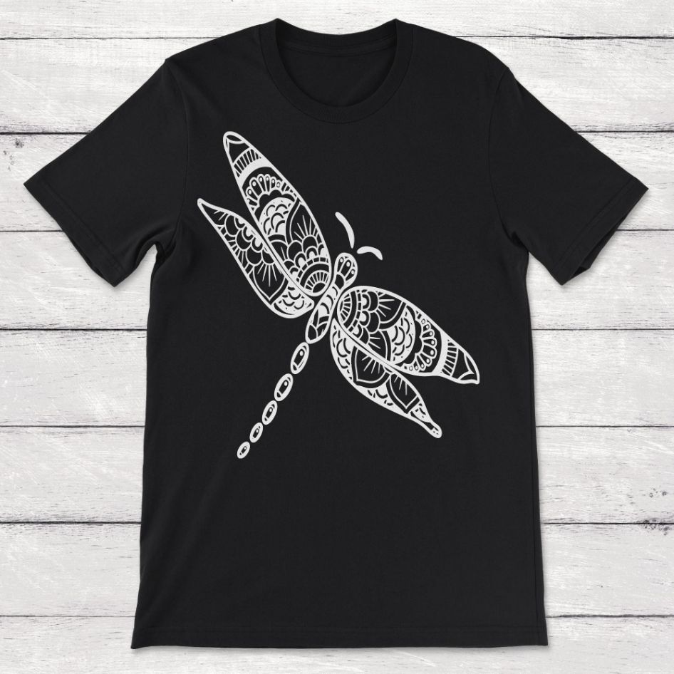 Dragonfly Mandala Mandela Zentangle Unisex T-Shirt