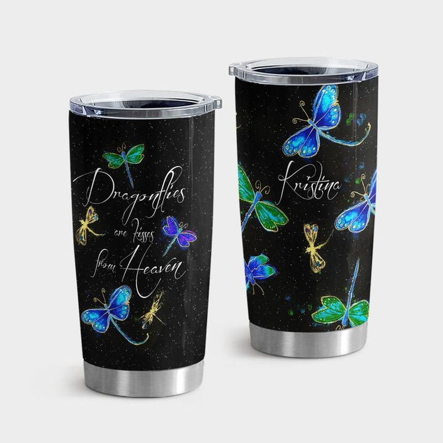 Dragonfly Stainless Steel Tumbler, Dragonflies Are Kisses From Heaven Tumbler Tumbler Cup 20oz , Tumbler Cup 30oz, Straight Tumbler 20oz
