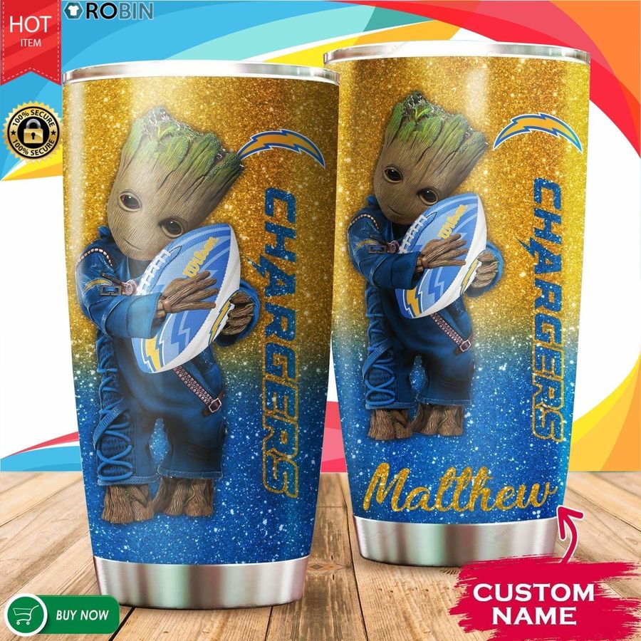 DS001-San Diego Chargers Personalized Custom Name -Tumbler Cup 20oz, 30oz, Straight Tumbler 20oz