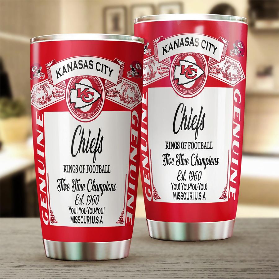 DS002-Kansas City Chiefs- Budweiser-Tumbler Cup 20oz, 30oz, Straight Tumbler 20oz