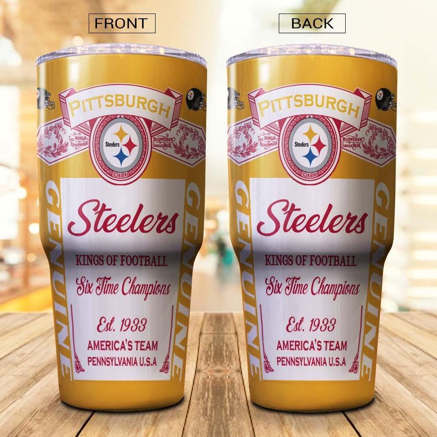 DS002-Pittsburgh Steelers- Budweiser-Tumbler Cup 20oz, 30oz, Straight Tumbler 20oz