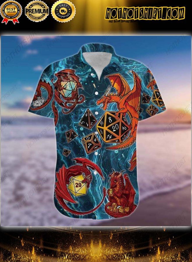 Dungeons Dragon Playing Dice Blue Hawaiian Shirt And Shorts