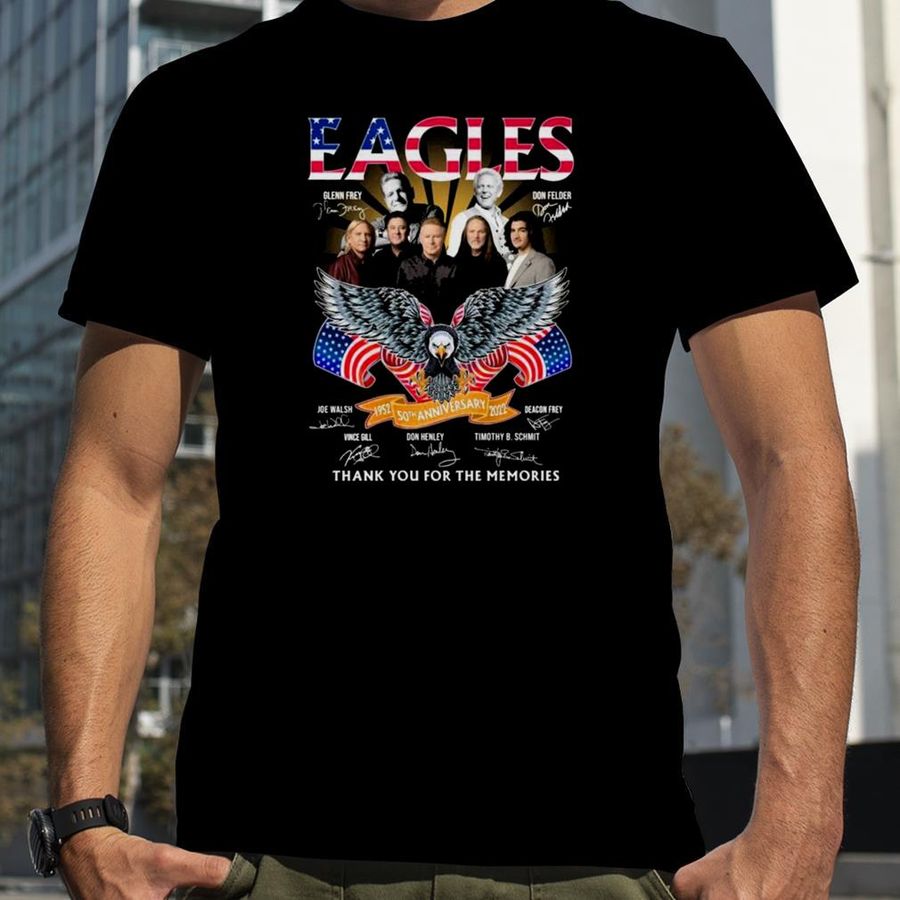Eagles American flag 50th anniversary 1952 2022 thank you for the memories signatures shirt