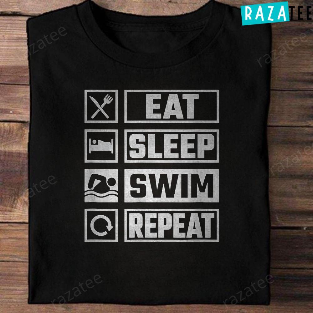 Eat Sleep Swim Repeat T-Shirt, Cute Swim Shirts