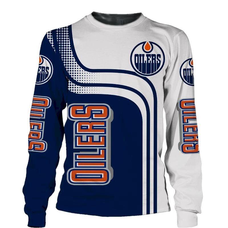 Edmonton Oilers Sweatshirt 3D Long Sleeve Crew Neck Custom