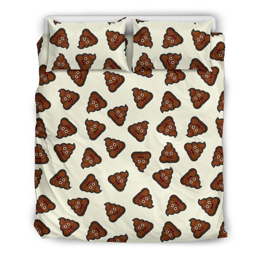 Emoji Poop Pattern Print Duvet Cover Bedding Set