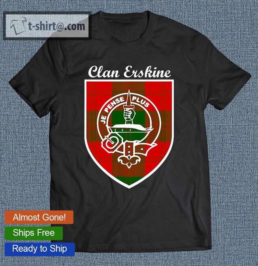 Erskine Surname Scottish Clan Tartan Crest Badge T-shirt