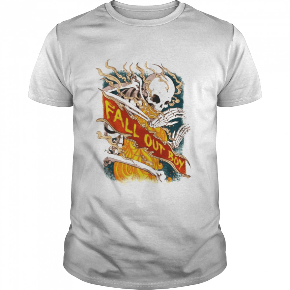 Fall Out Boy Fire Skeleton Shirt