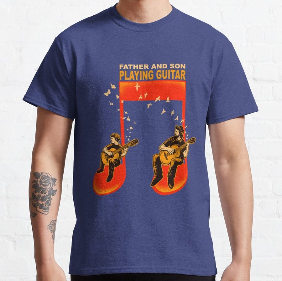 Father and Son Playing Guitar Classic T-Shirt
