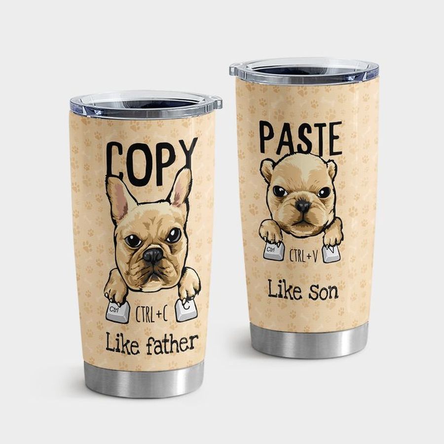 Father Insulated Cups, Bulldog Dad Like Father Like Son Tumbler Tumbler Cup 20oz , Tumbler Cup 30oz, Straight Tumbler 20oz