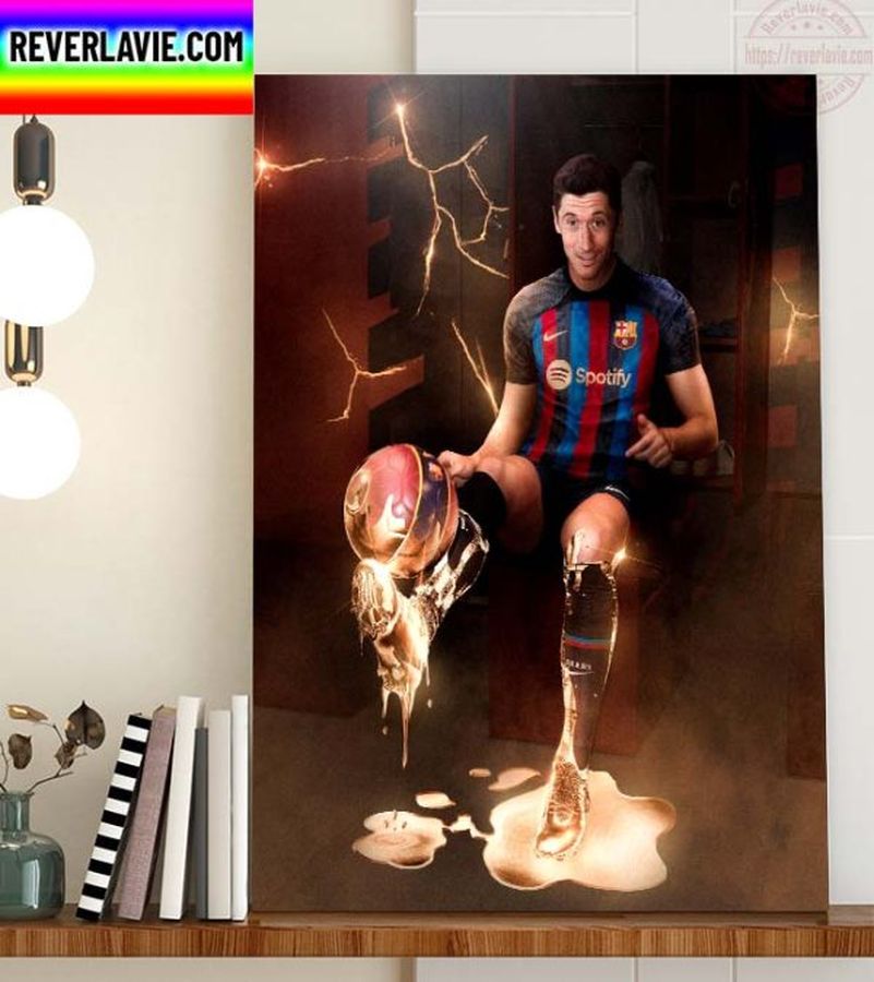 FC Barcelona Signed With LewanGOLDski Robert Lewandowski Home Decor Poster Canvas