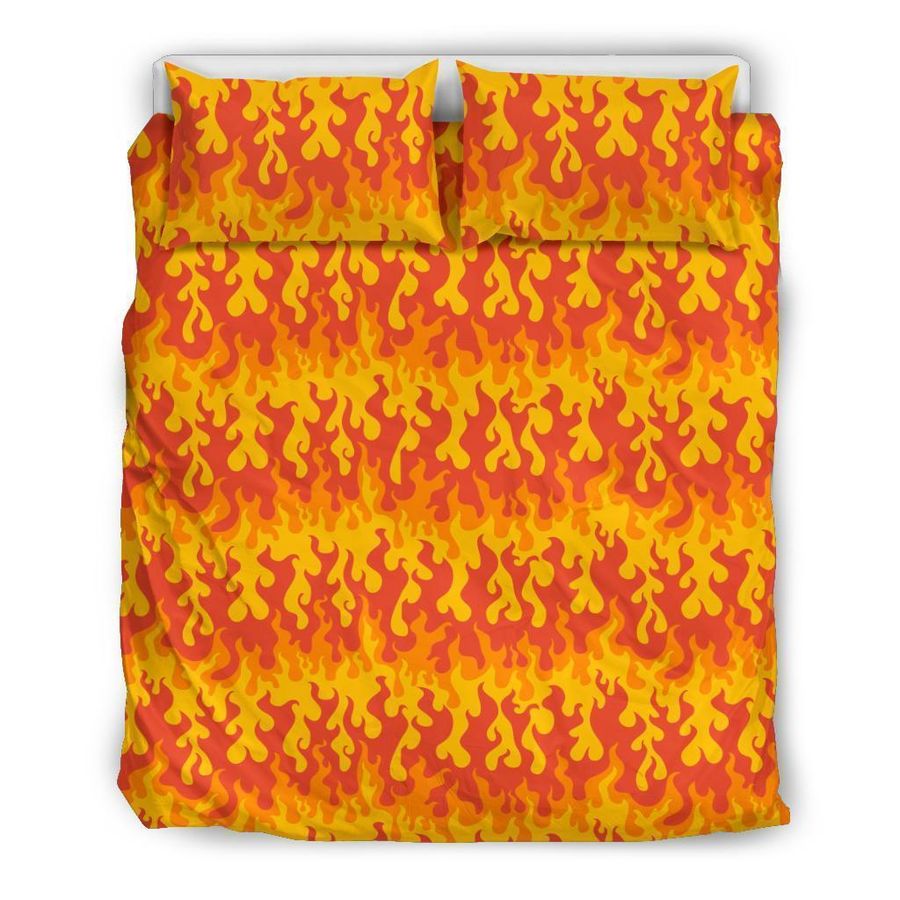 Fire Flame Print Pattern Duvet Cover Bedding Set
