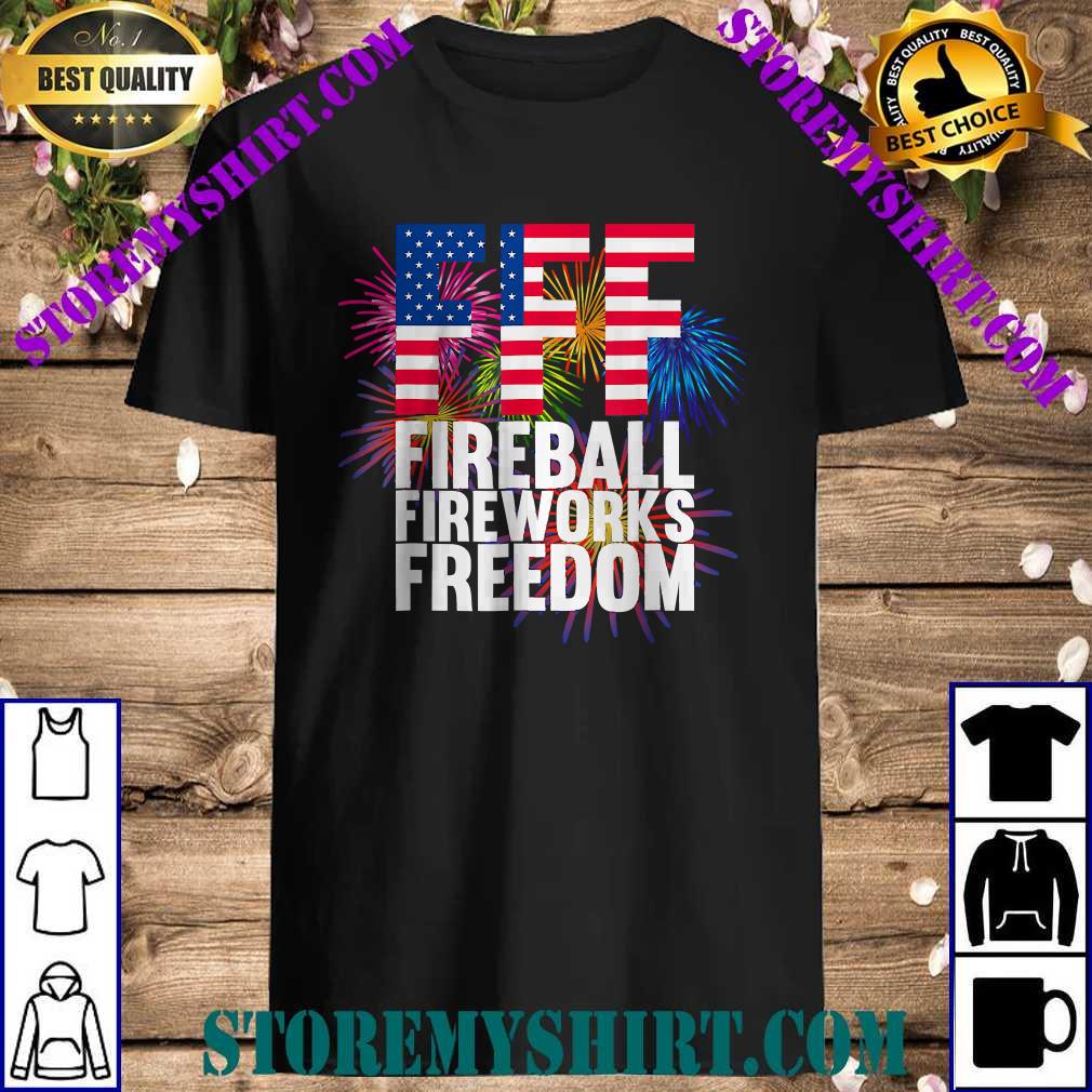 Fireball Fireworks Freedom 4th July American Flag T-Shirt