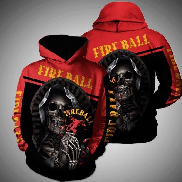 Fireball Skull Head Hold Logo Fireball Fireball 3D Hoodie Sweatshirt