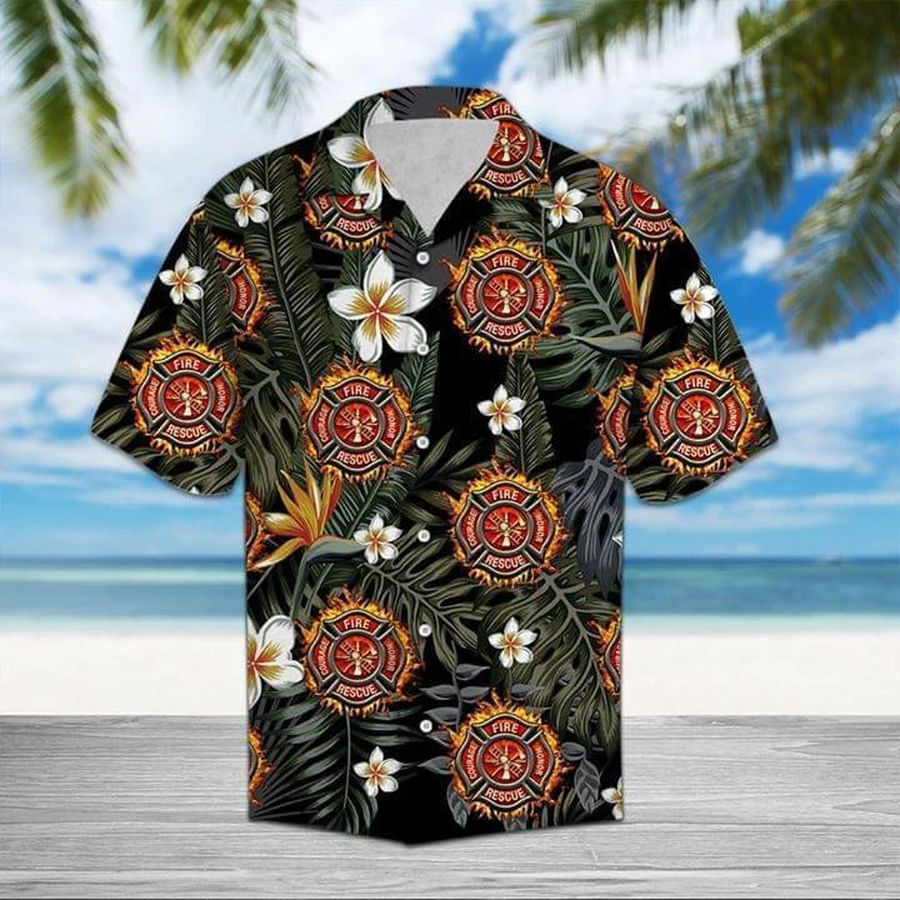 Firefighter Tropical Aloha Hawaiian Shirt