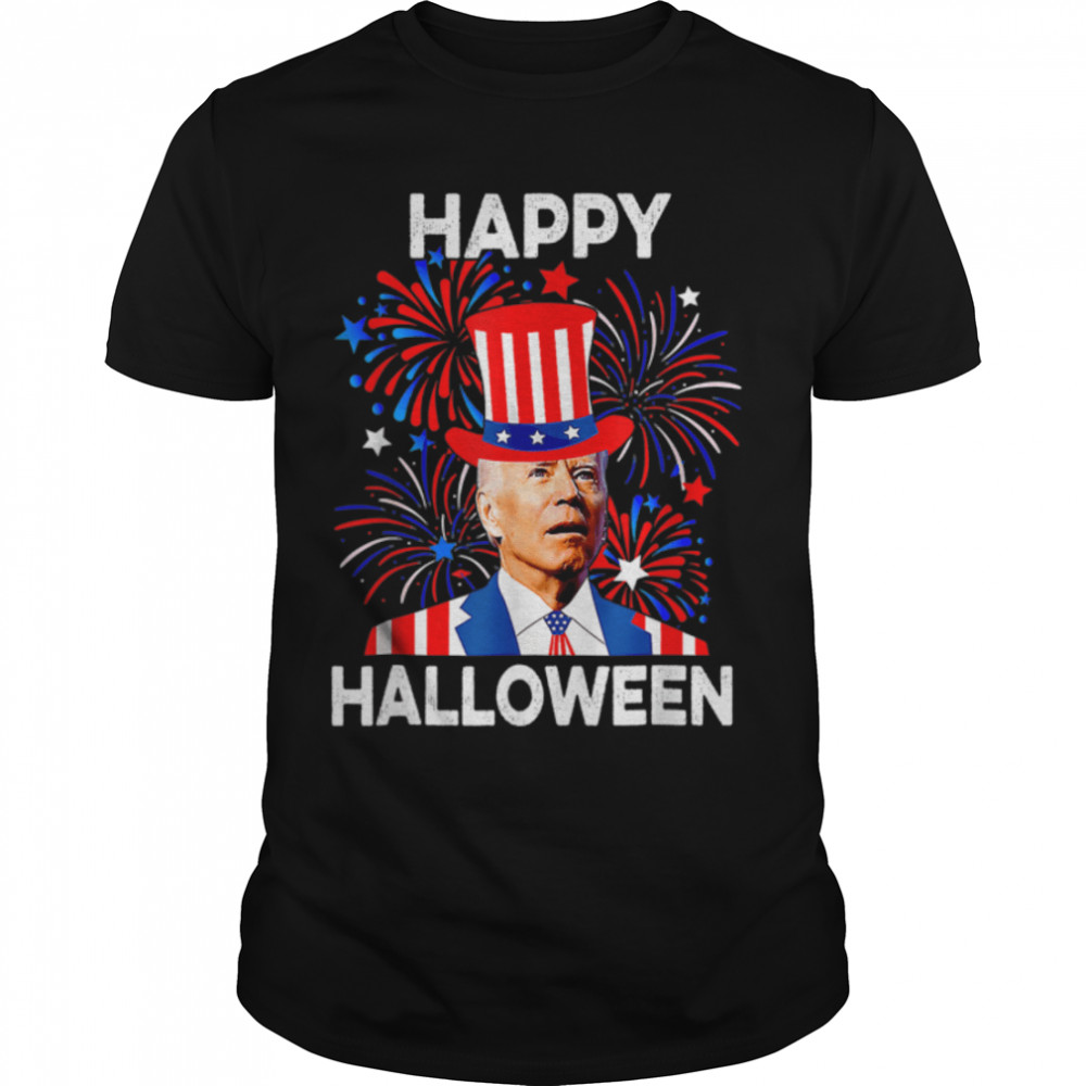 Fireworks Merica Biden Uh Happy Halloween Confused For 4th T-Shirt B0B51FJG88