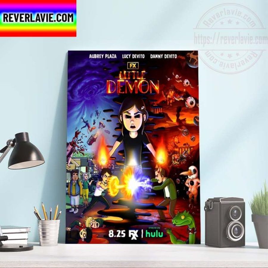 First Poster Little Demon Starring Aubrey Plaza Lucy DeVito and Danny DeVito Home Decor Poster Canvas
