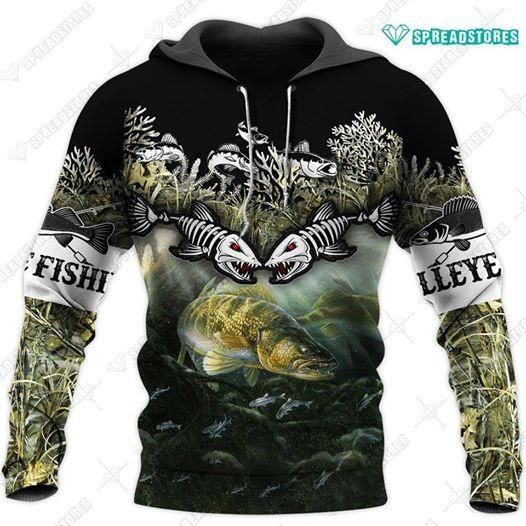 Fishes Fighting Walleye Fishing All Over Printed Hoodie