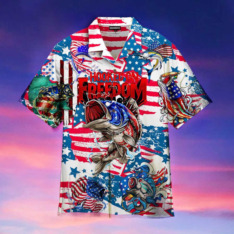 Fishing Hooked On Freedom Aloha Hawaiian Shirt