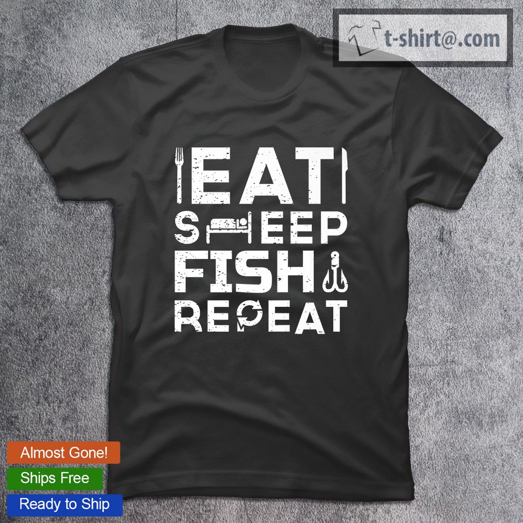 Fishing Lover Funny Retro Eat Sleep Fish Repeat T-Shirt”