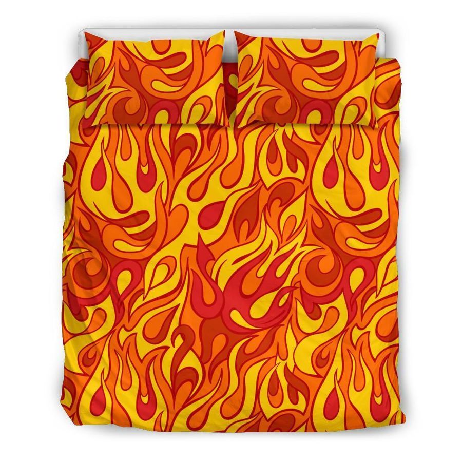 Flame Fire Print Pattern Duvet Cover Bedding Set