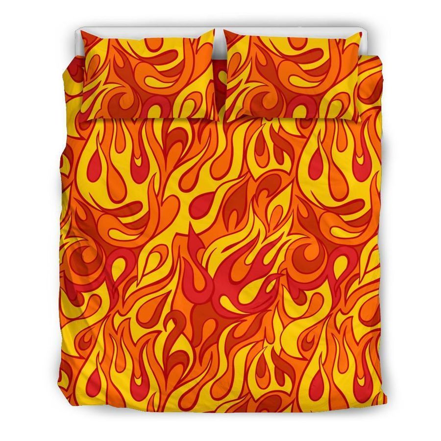  Flame Fire Print Pattern Duvet Cover Bedding Set 