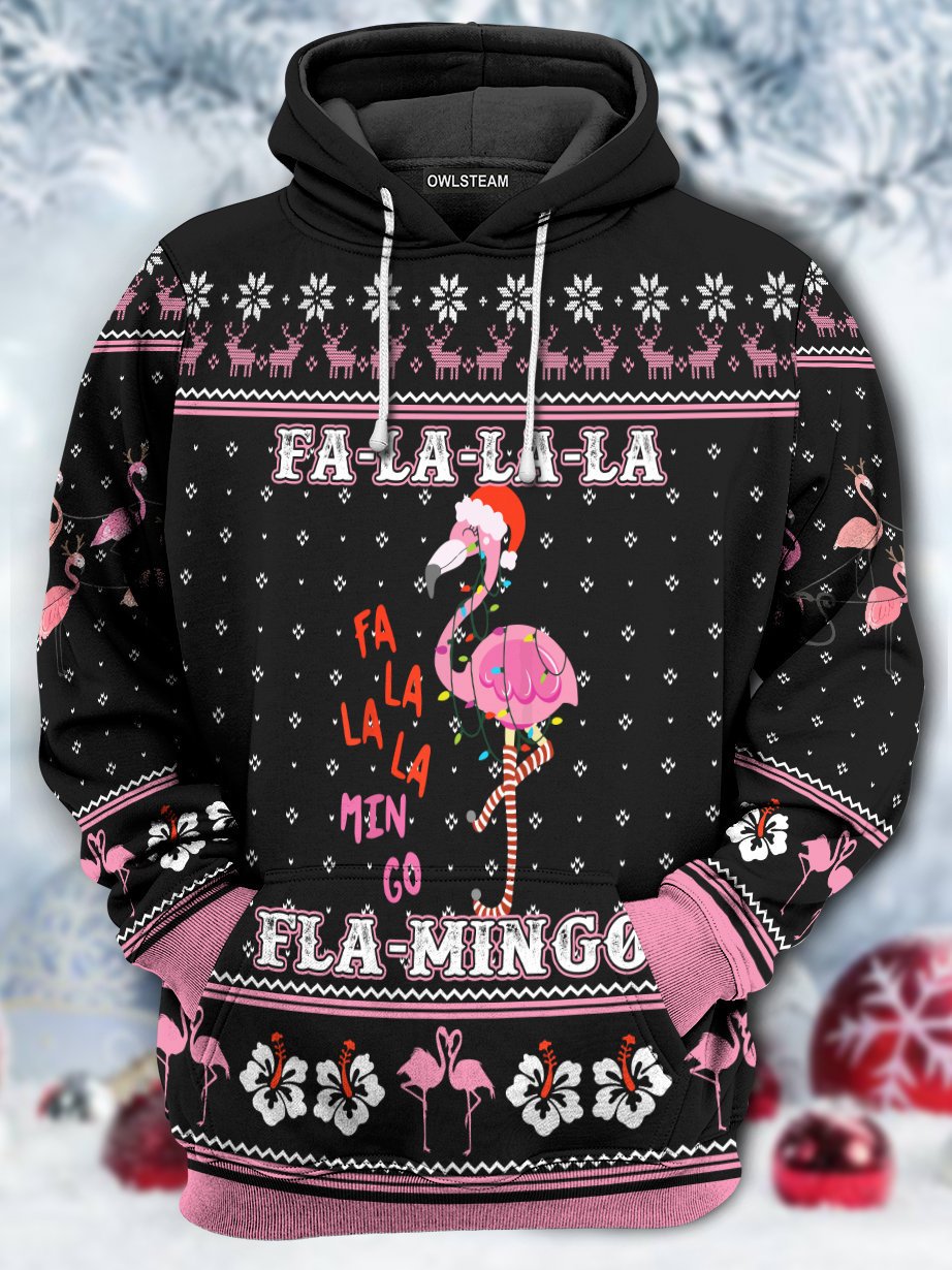 Flamingo merry christmas falala Hoodie 3D