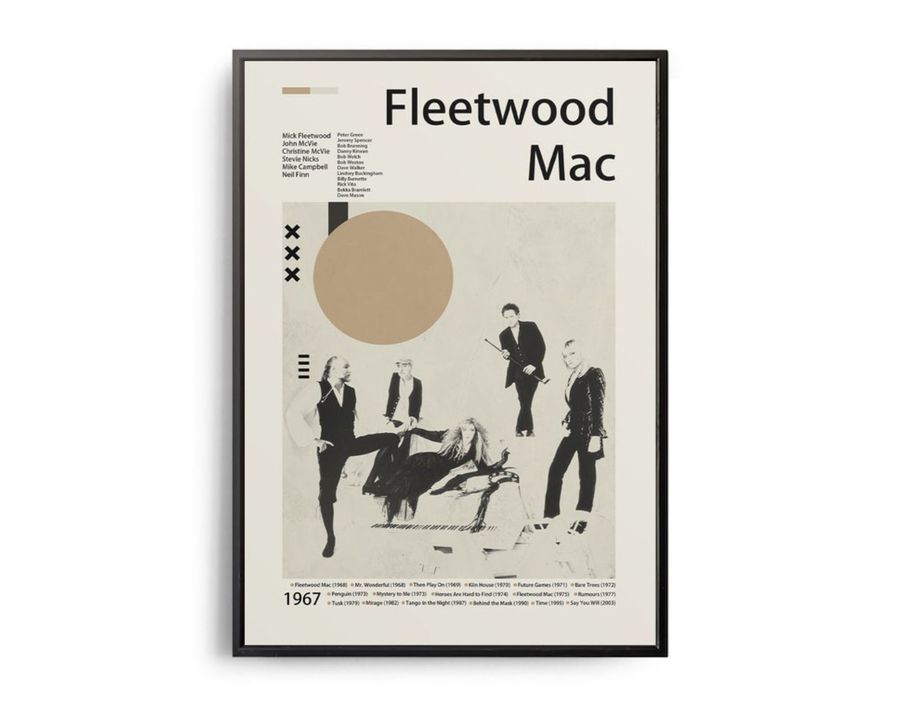 Fleetwood Mac Vintage Music Poster Music Band poster Rero modern Wall Art Print Music Midcentury Wall Decor
