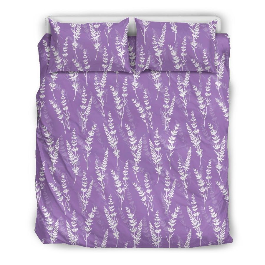 Floral Lavender Print Pattern Duvet Cover Bedding Set