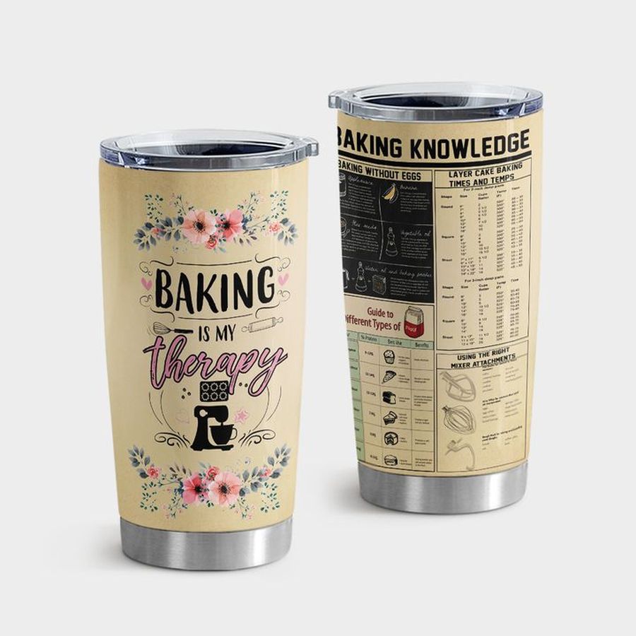 Flour And Butter Tumbler Cups, Baking Is My Therapy Tumbler Tumbler Cup 20oz , Tumbler Cup 30oz, Straight Tumbler 20oz
