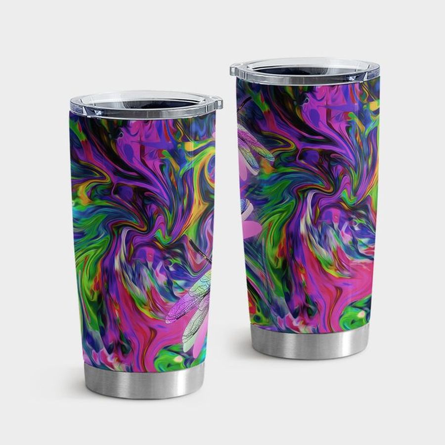 Flowers New Tumbler, Dragonfly Light Color Tumbler Tumbler Cup 20oz , Tumbler Cup 30oz, Straight Tumbler 20oz