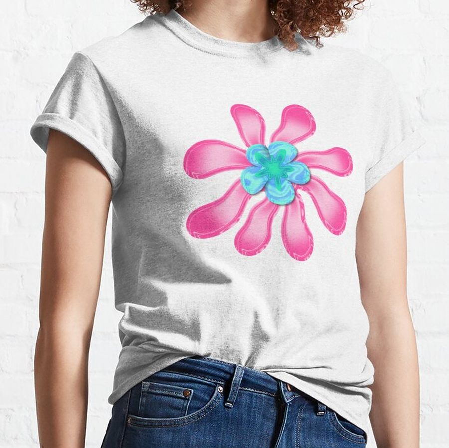 Foil Effect.. A vibrant pink and blue daisy, simple but striking Classic T-Shirt