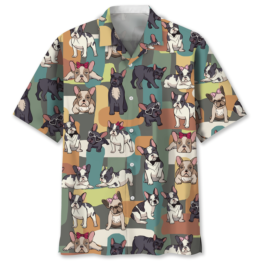French Bulldog Funny Color Hawaiian Shirt.png